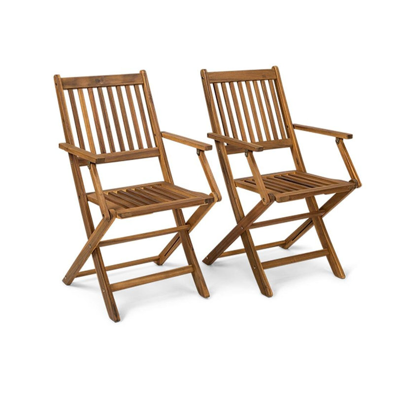 Nayoun Folding Garden Chairs Set of 2, With Arms, Yes