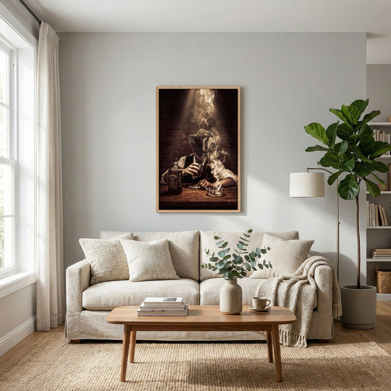 Tableau encadré « Homme à la fumée » (1 pièce), 45,7 x 61 cm, 18 x 24 pouces