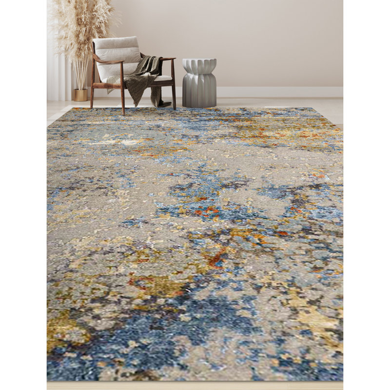 Himalayan Abstract Area Rug in Beige, Rectangle 2' x 3'
