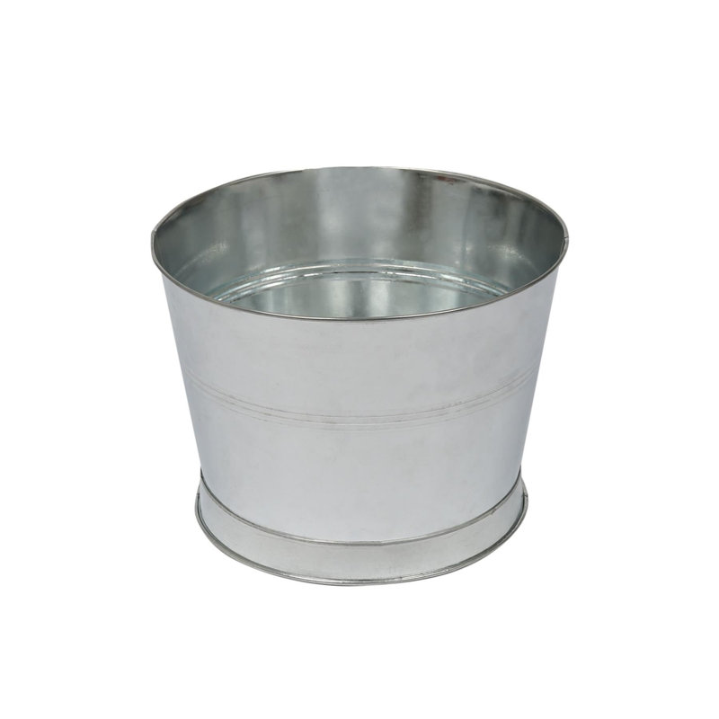 Rink Drink Handmade Galvanized Iron Ice Bucket, Silver