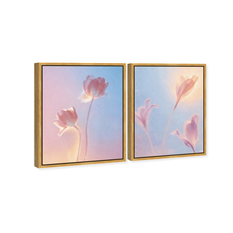 Iridescent Spring Set Floral & Botanical Canvas Print by Oliver Gal, Black Frame, 16 x 20, 37"H x 46"W, Gold Floater Frame