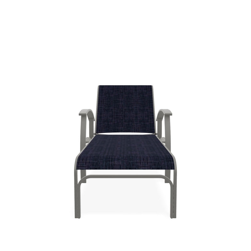Chaise longue à quatre positions avec accoudoirs Belle Isle, Bleu marine Moments, Neige
