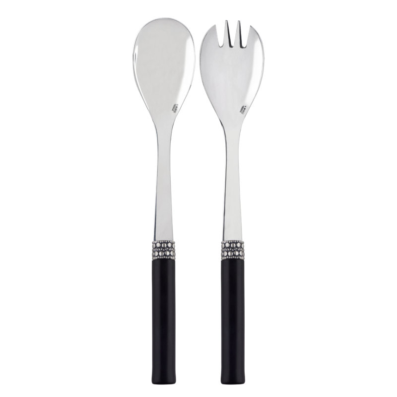 Katmandou Stainless Steel Salad Set, Black Wood