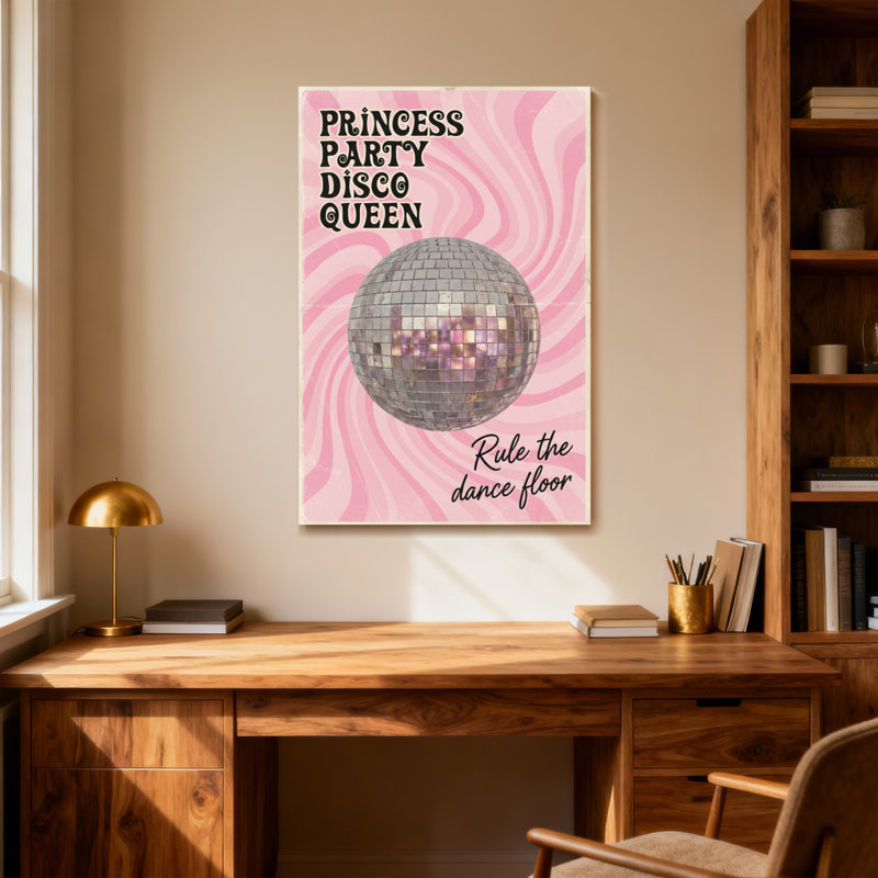 Design de boule disco rose tendance, H 24 po x l 16 po