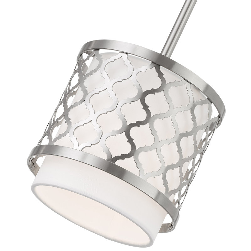 Luminaire suspendu tambour simple à 1 lumière Mance, Nickel brossé