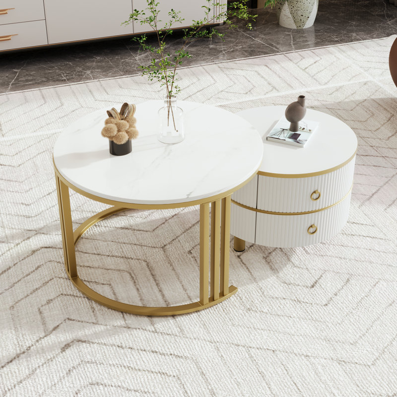 Coffee Table with Storage, White