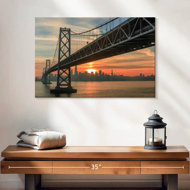 Lilie coucher de soleil depuis le pont de San Francisco, H 16 po x l 24 po