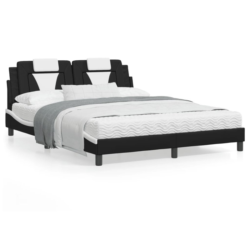 Base de lit vidaXL Viana avec DEL sans matelas noir et blanc 152x203 cm
