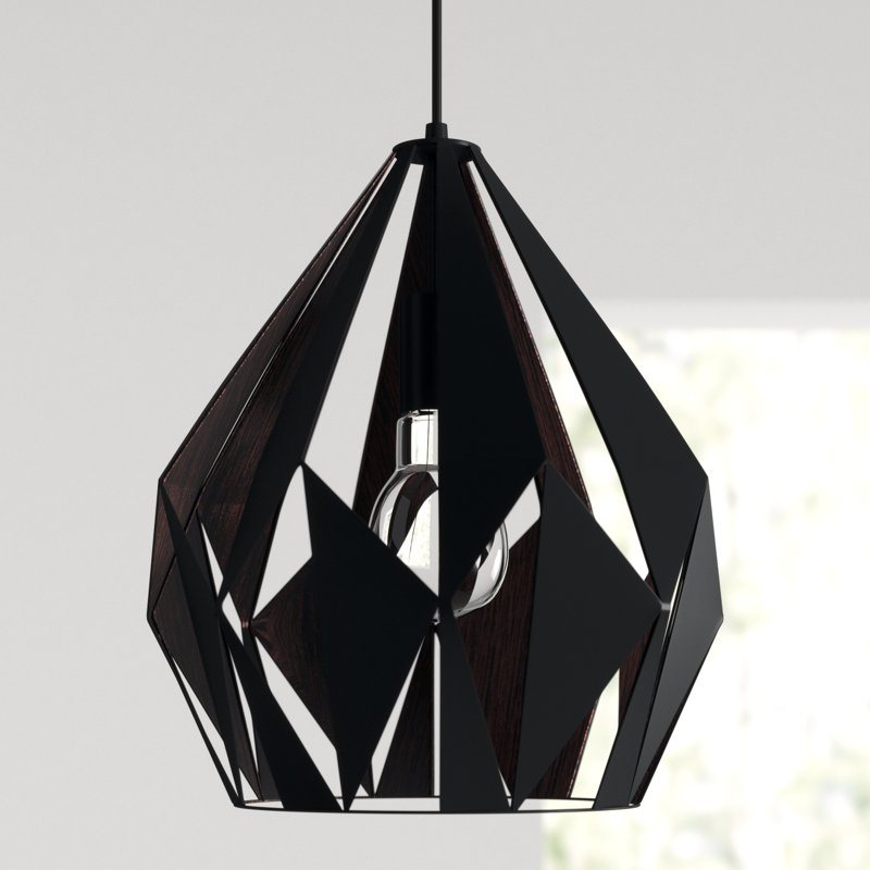 Luminaire suspendu géométrique à 1 lumière Hendry, Noir / cuivre, H 72 po x l 12,25 po x P 12,25 po
