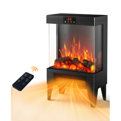 Chaufferette de foyer électrique à flamme dynamique 3D avec télécommande et minuterie 12H, thermostat réglable 1500W