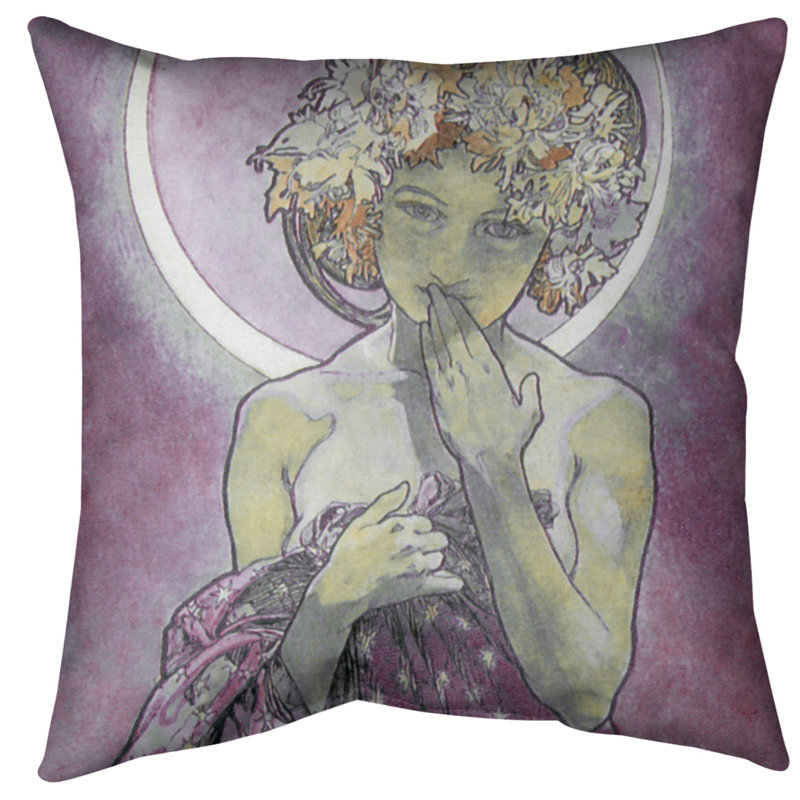 Coussin de sol Alphonse Mucha, 40 po x 40 po, Rose