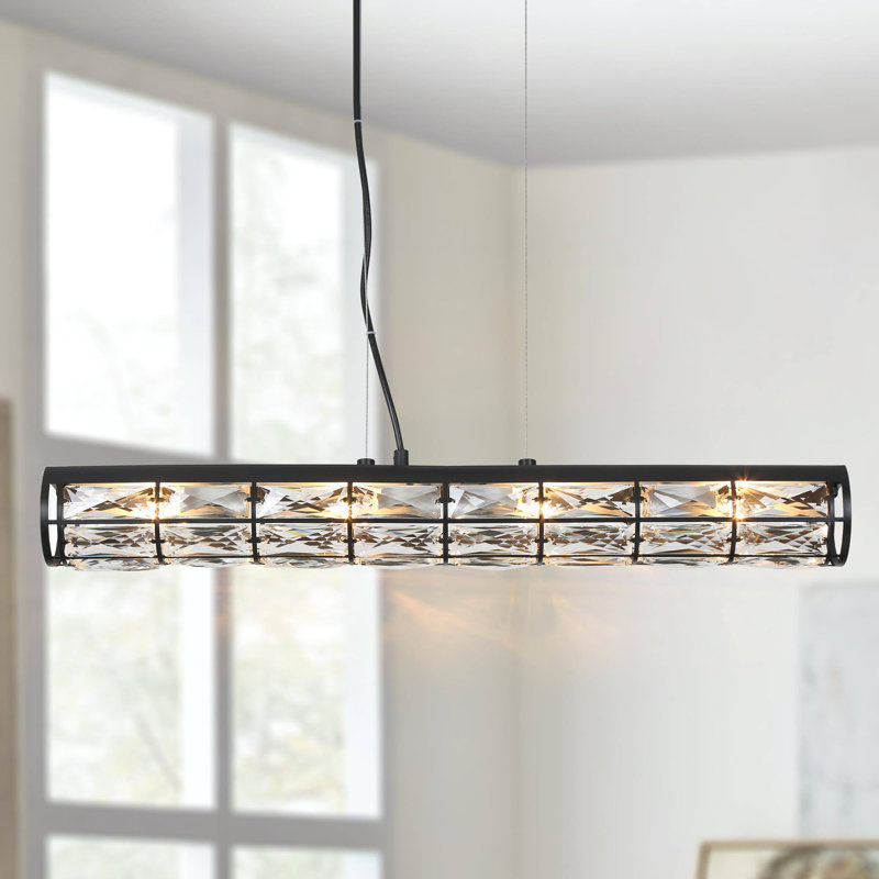 4-Light Kitchen Island Lighting With Crystal Accents