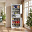 Armoire-buffet autoportante de 72 po de hauteur avec tablettes réglables et portes en verre - organisateur de rangement l 27,6 po pour la cuisine, le garde-manger ou la salle de bain