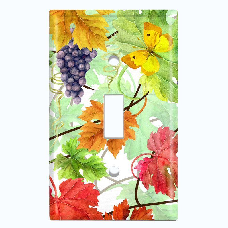 Autumn Purple Grapes Colorful Fall Leaves Landscape & Nature 1 - Gang Toggle Light Switch Standard Wall Plate