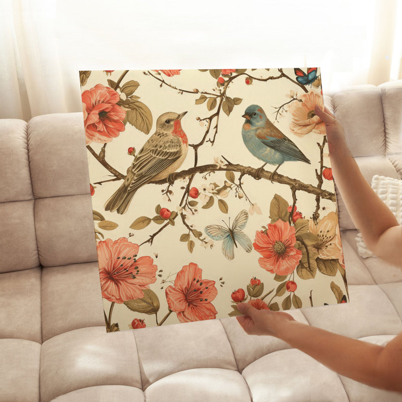 Animaux, oiseaux dans un arbre II, reproduction d'art sans cadre, H 10 po x l 10 po