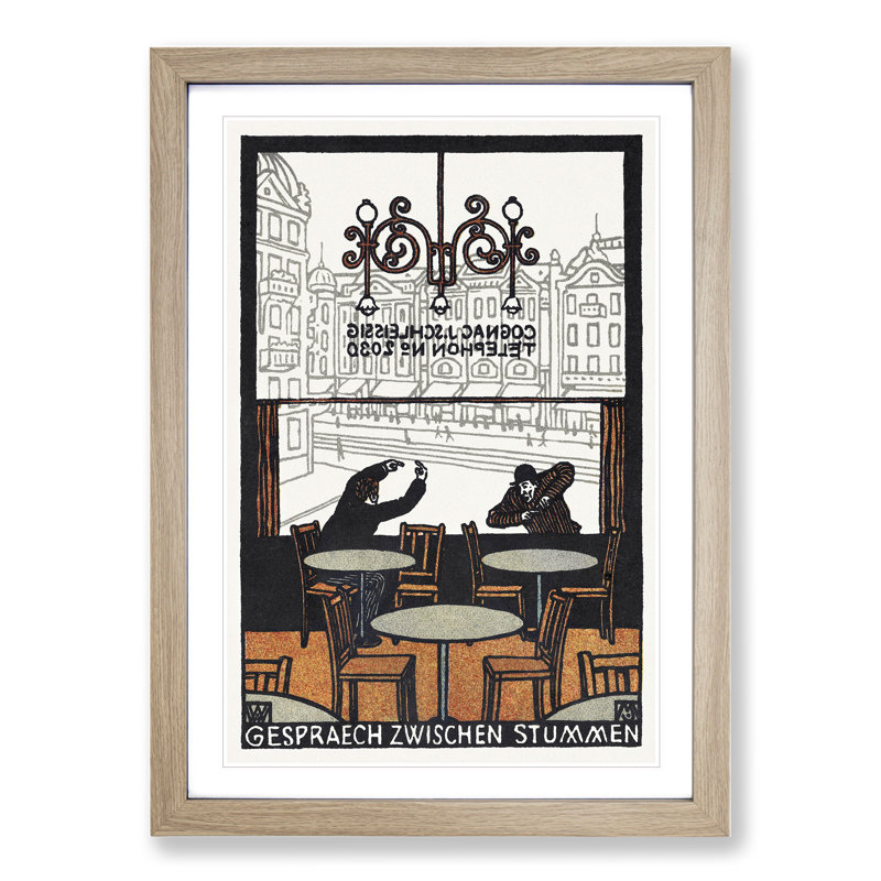 Conversation Between Mutes by Moriz Jung - Picture Frame Graphic Art, 65cm H x 48cm W x 2cm D, Oak Framed