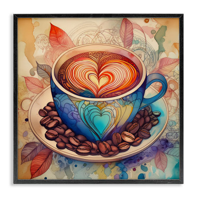  Coffee Beans & Latte Framed Giclee Art by Alina Georgescu