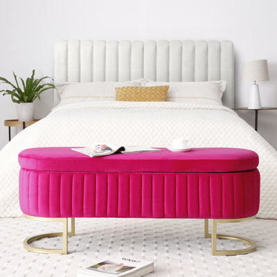 Luxurious Velvet End of Bed Storage Bench with Metal Legs -  Everly Quinn, 01C1B8C27EE64261AA9701F5DA3552DC