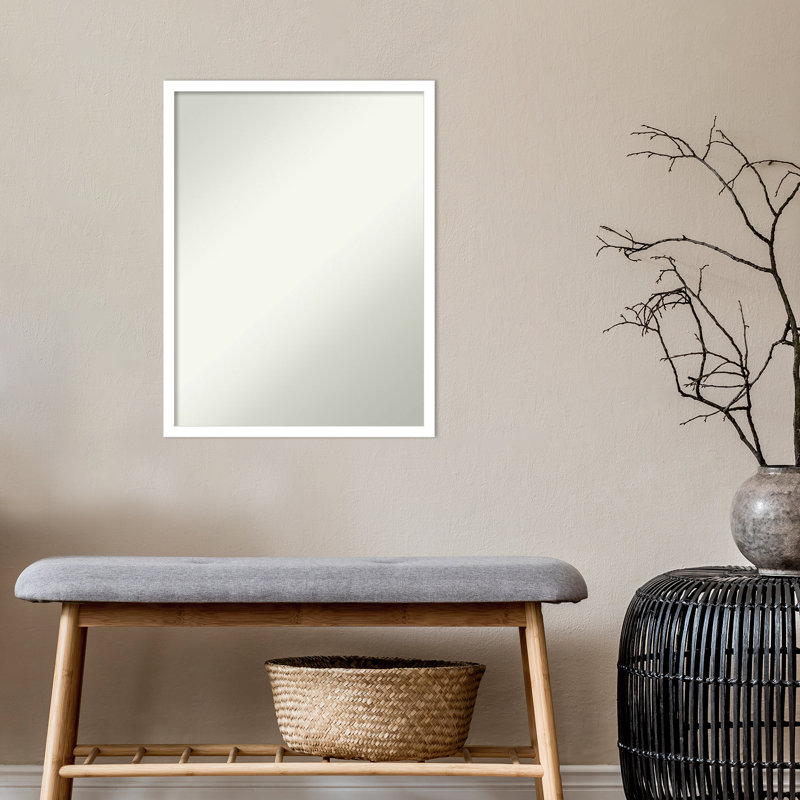 Miroir d'appoint mural en bois blanc, 25 po x 19,5 po