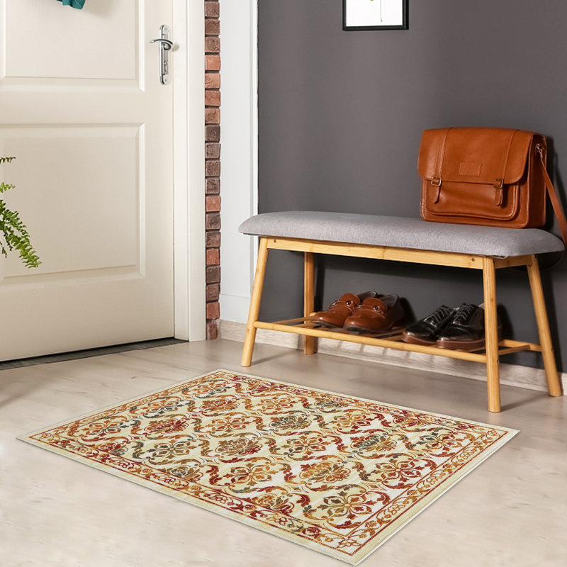 Sionn Washable Floral Indoor Rug, Rectangle 2' x 3'