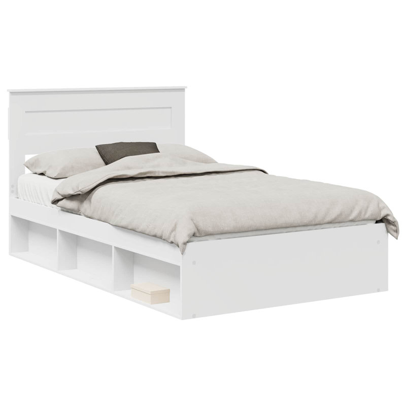 Solid Wood Bed, Small Double (4'), White