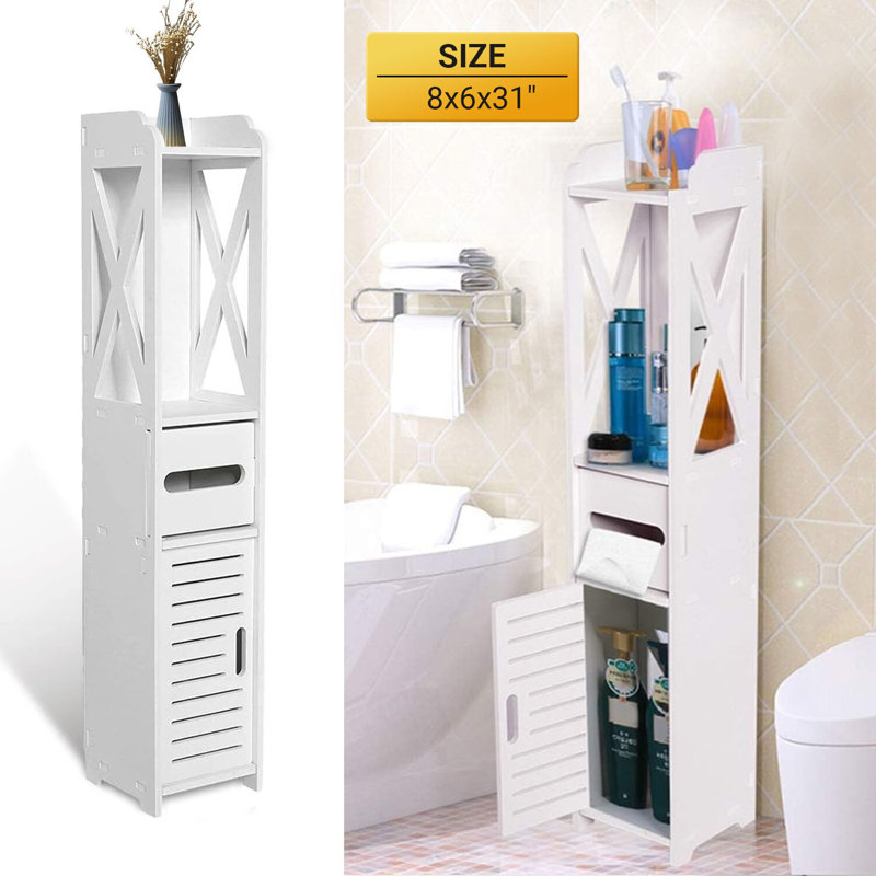 Organisateur de rangement pour salle de bain Breakwater Bay avec 1 porte et 3 tablettes, 4 niveaux
