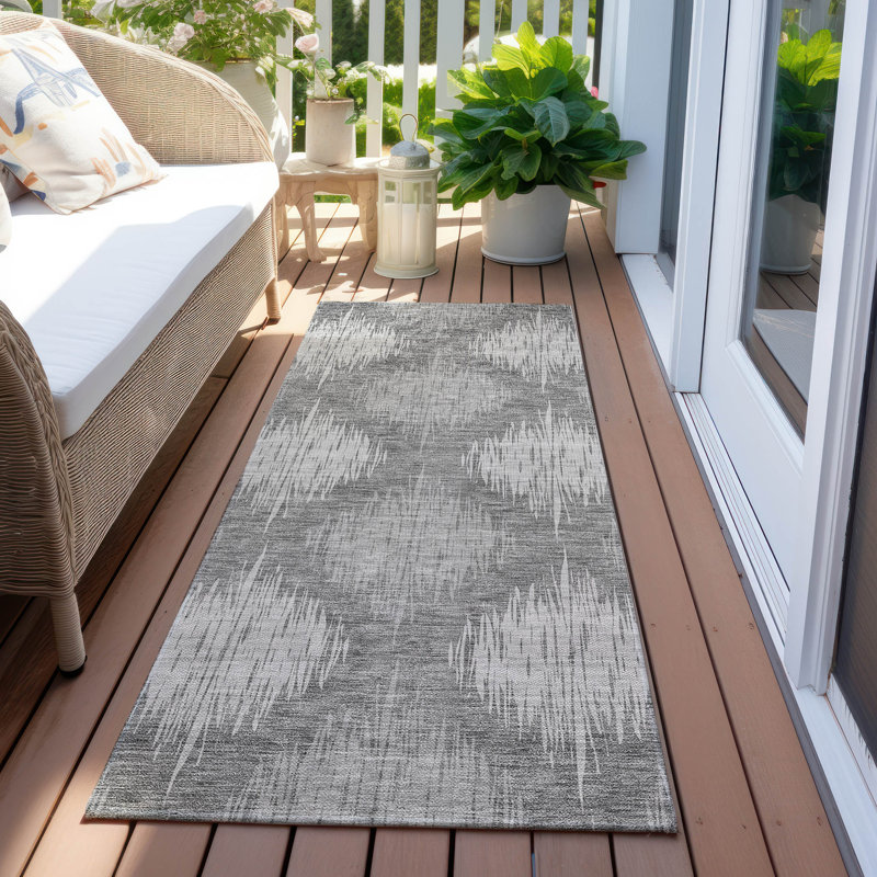 Tapis intérieur / extérieur en polyester tissé à la machine Malchow, Tapis de couloir 2 pi 3 po x 7 pi 6 po