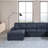 Contemporary Style Sectional Sofa Set Raf And Laf Chaise Armless Chairs Dark Blue Color Dorris Fabric Tufted Couch Pillows Living Room-1871493094