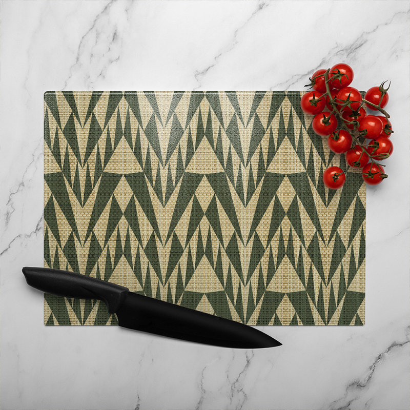 Geo Pattern Glass Chopping Board, 40cm L x 28cm W