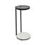 Table d'appoint noire avec plateau en verre et base en marbre blanc