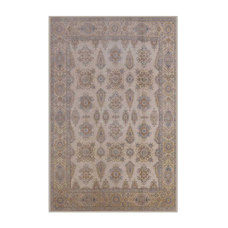 Tapis bleu / jaune Kachazor, Rectangle 2 pi x 4 pi