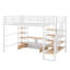 Lit mezzanine double avec escalier, structure de lit mezzanine en métal avec table de rangement basse et tablettes-2539921