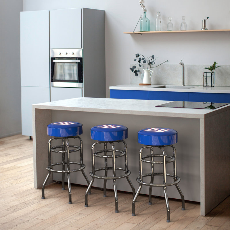 Commercial Grade Chrome Swivel Bar Stool with Vibrant Team Colors  , New York Giants