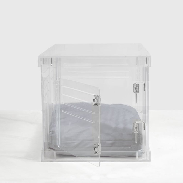 Hiddin Clear Dog Crate to Gate, Chrome / Medium