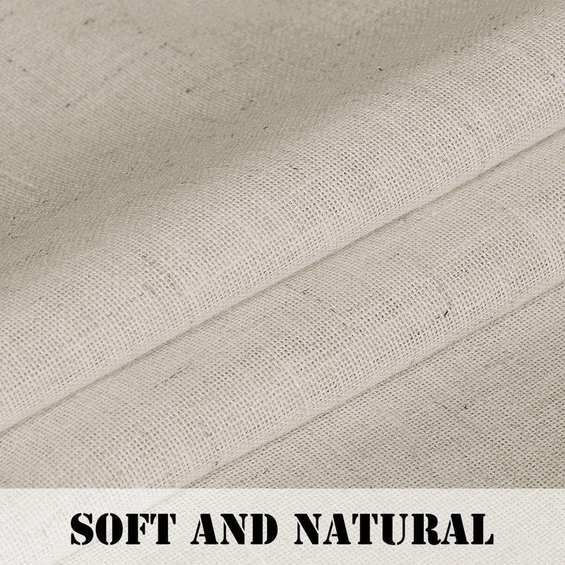 Linen Grommet Curtains for Living Room 2 Panel Drape Semi Sheer Neutral Country Rustic Farmhouse Boho Curtain Bedroom Muslin Look Light Filtering