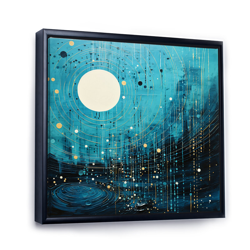 Bleu minimalisme horizon II - impression, H 36 po x l 36 po x P 1,5 po, Cadre flottant noir