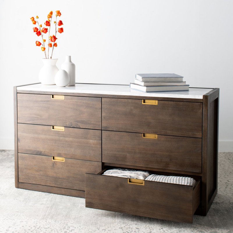 Commode 6 tiroirs Eliane, Chocolat noir