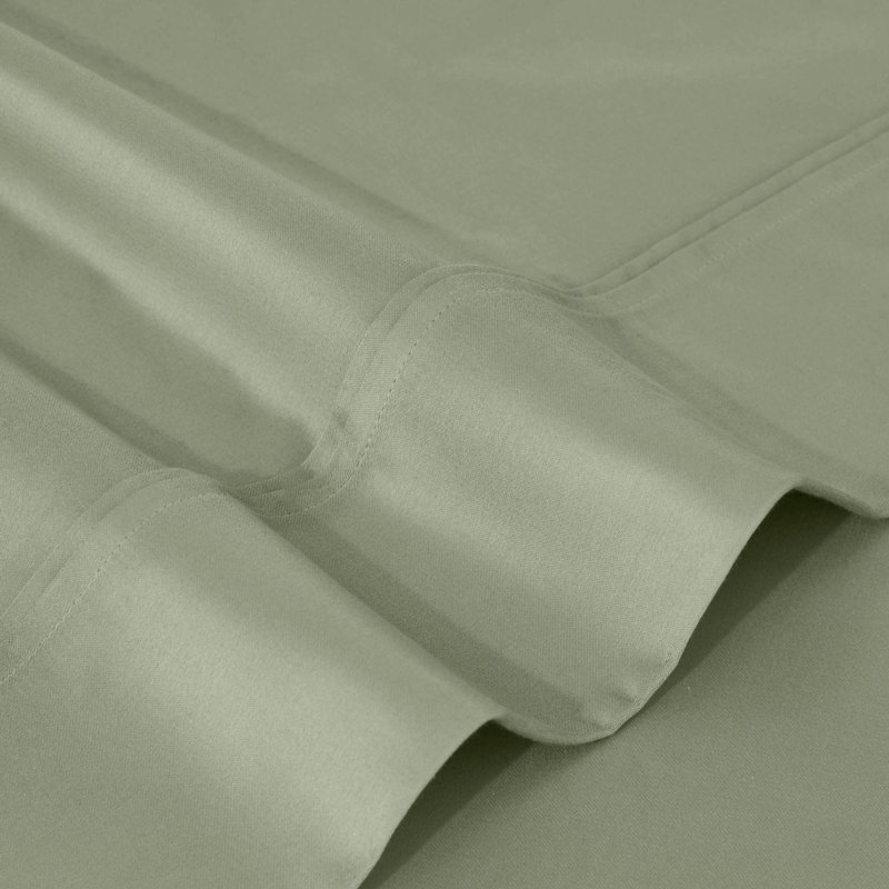 Blue Nile Mills 1200 Thread Count 100% Egyptian Cotton Deep Pocket Sheet Set, California King, Sage