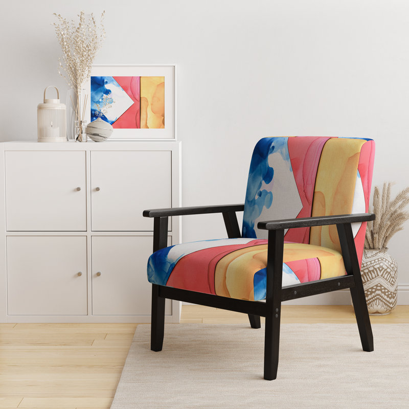 Harmonious Wind Abstract - Chaise d'appoint rembourrée et fauteuil moderne, Velours noir / blanc