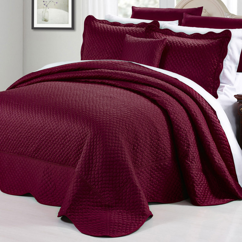 Light Blue Reversible Microfiber Queen Bedspread Set