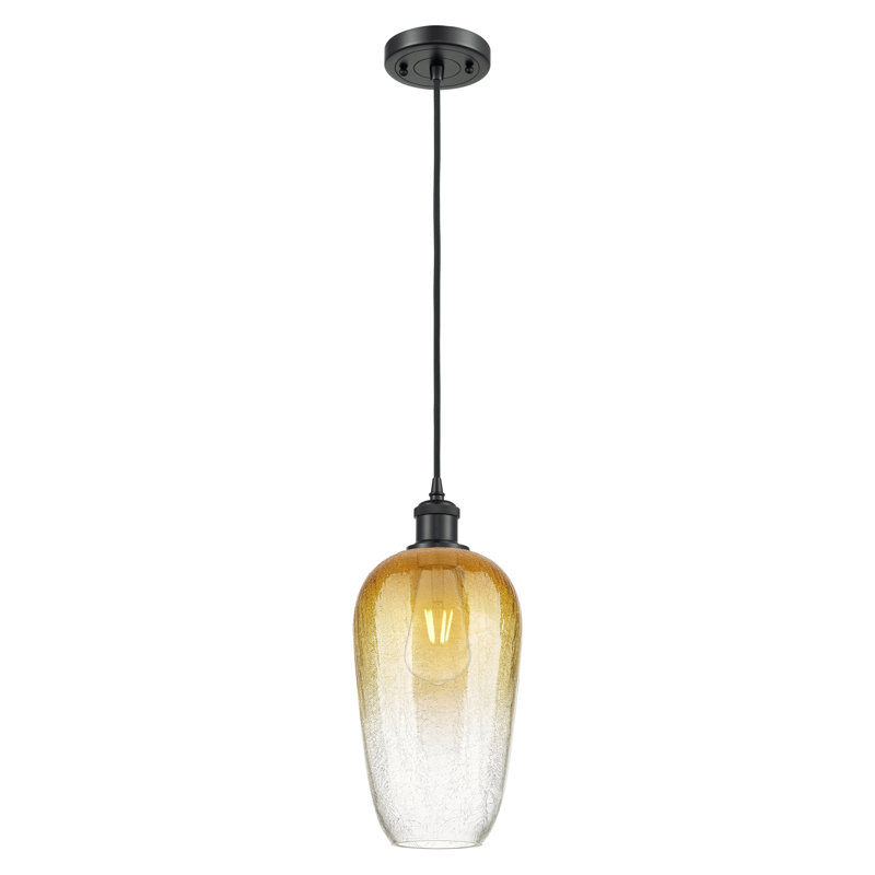 Mini luminaire suspendu à cordon 1 lumière 7 po Ballston - Brookhaven Flute, Ambre, Matte Black