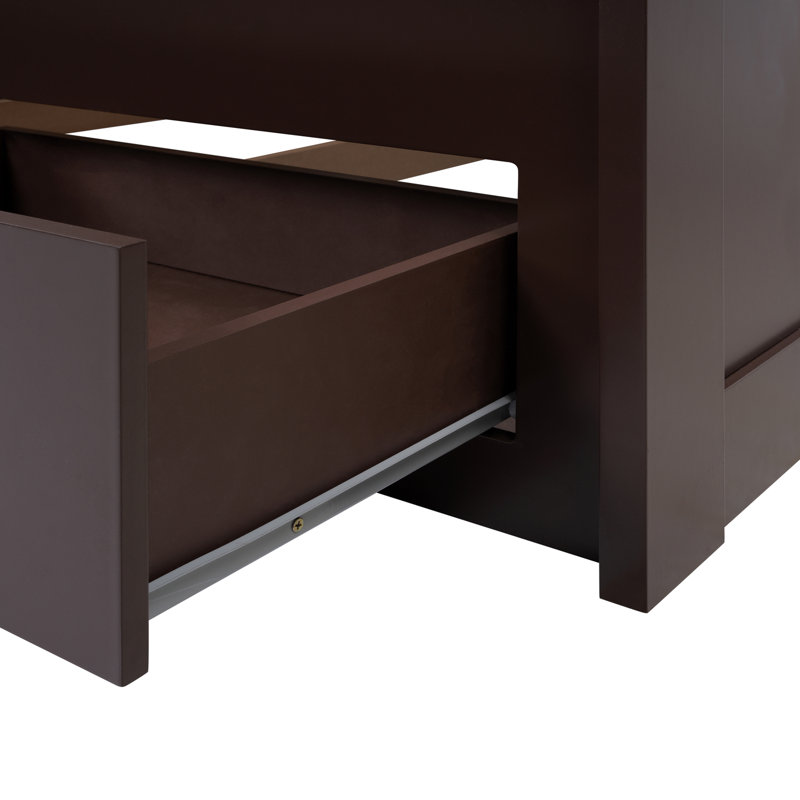 Lit plateforme avec rangement Jaslean, Espresso