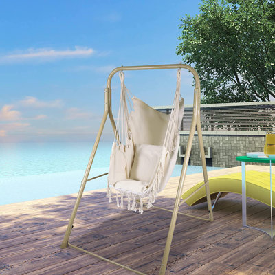 Chaise hamac 1 personne avec support, capacité de 330 lb, coussins inclus