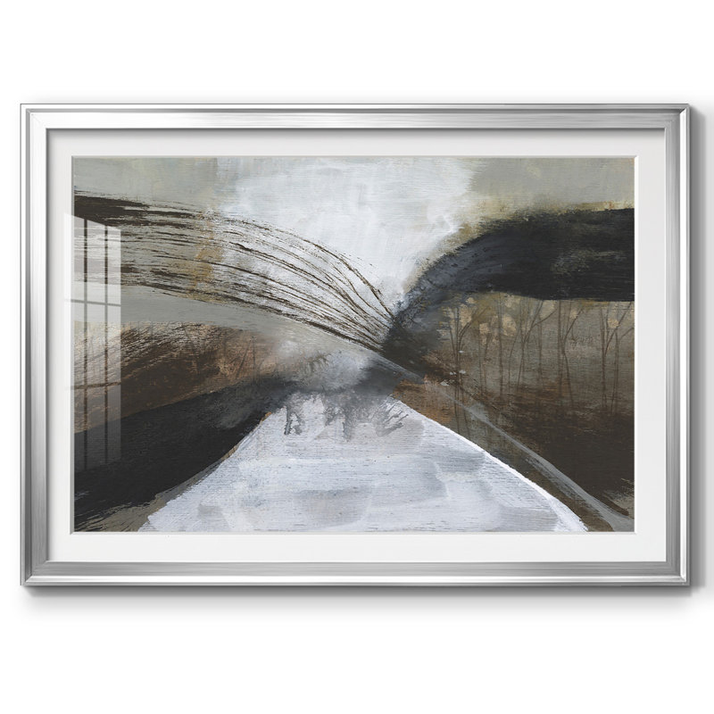 Vortex nuageux avec cadre en I mat et encadré sous verre acrylique, grand art mural de salon, Argent