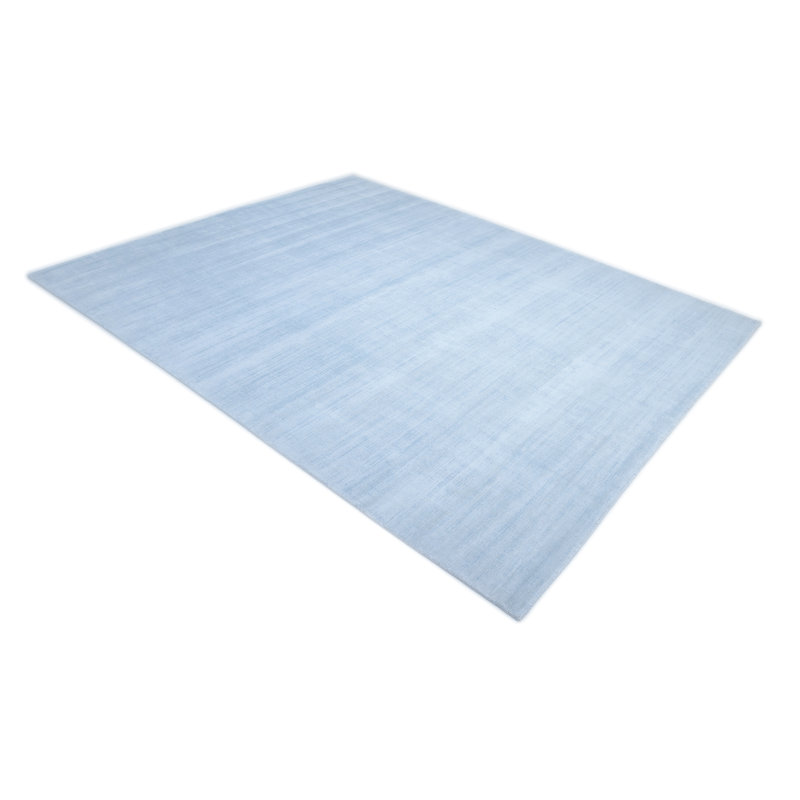 Tapis bleu clair / blanc tissé à la main Caigan, Rectangle 3 pi x 5 pi