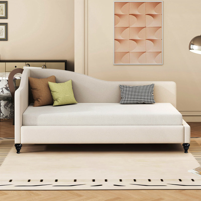 L-Shaped Linen Daybed, Beige, Twin