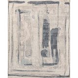 Hand Knotted Abstract Area Rug in Ivory/Navy