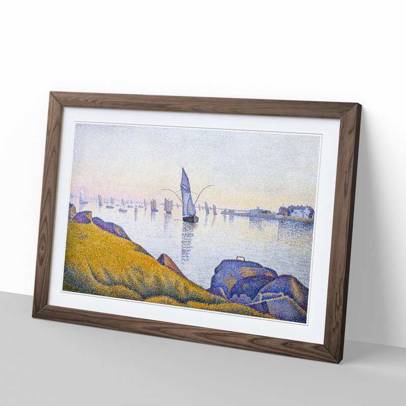 Evening Calm by Paul Signac - Picture Frame Painting, Walnut Framed, 27cm H x 36cm W x 2cm D