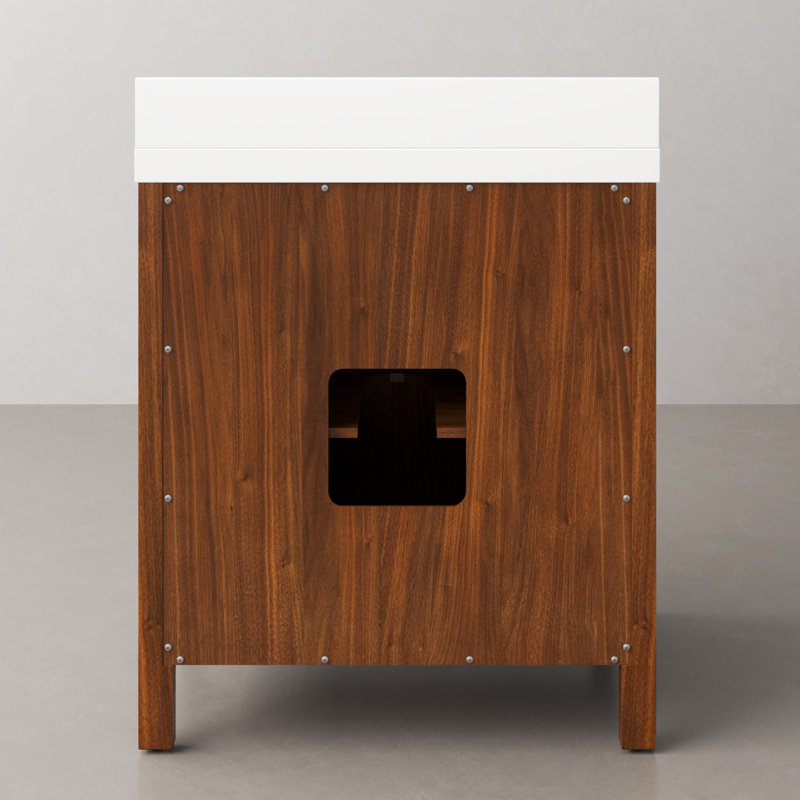 Sequoia 30 In. Single Sink Whitebrook Quartz Countertop Bath Vanity in Mango Wood, Noir Juglans