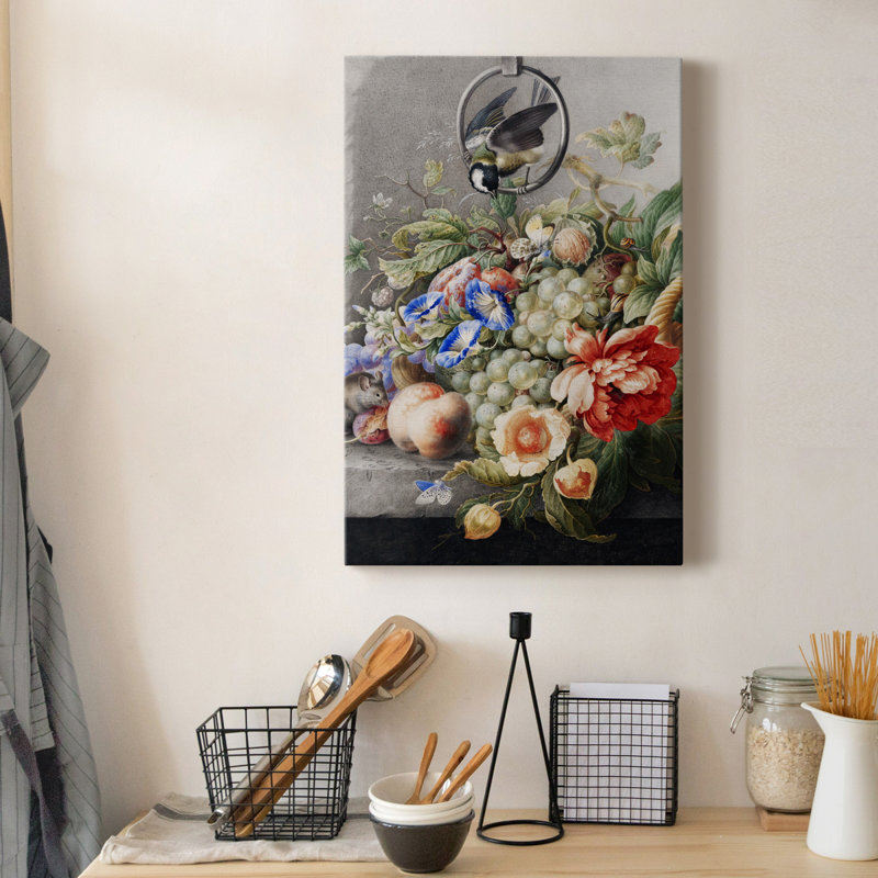 Fleurs et fruits - Impression sur toile tendue, H 60 po x l 40 po x P 1 po